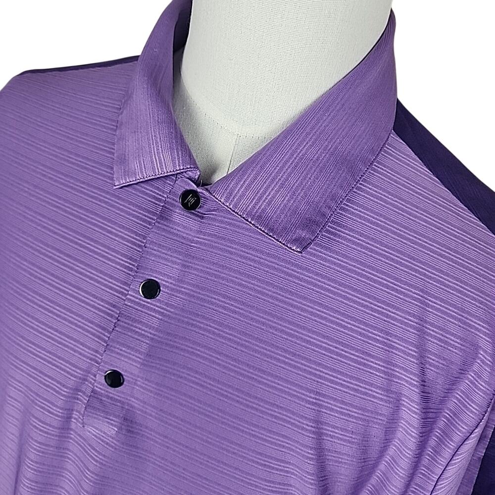 Tiger Woods Collection Nike Golf Mens XL Polo Shirt -Purple Stripe Snap Button
